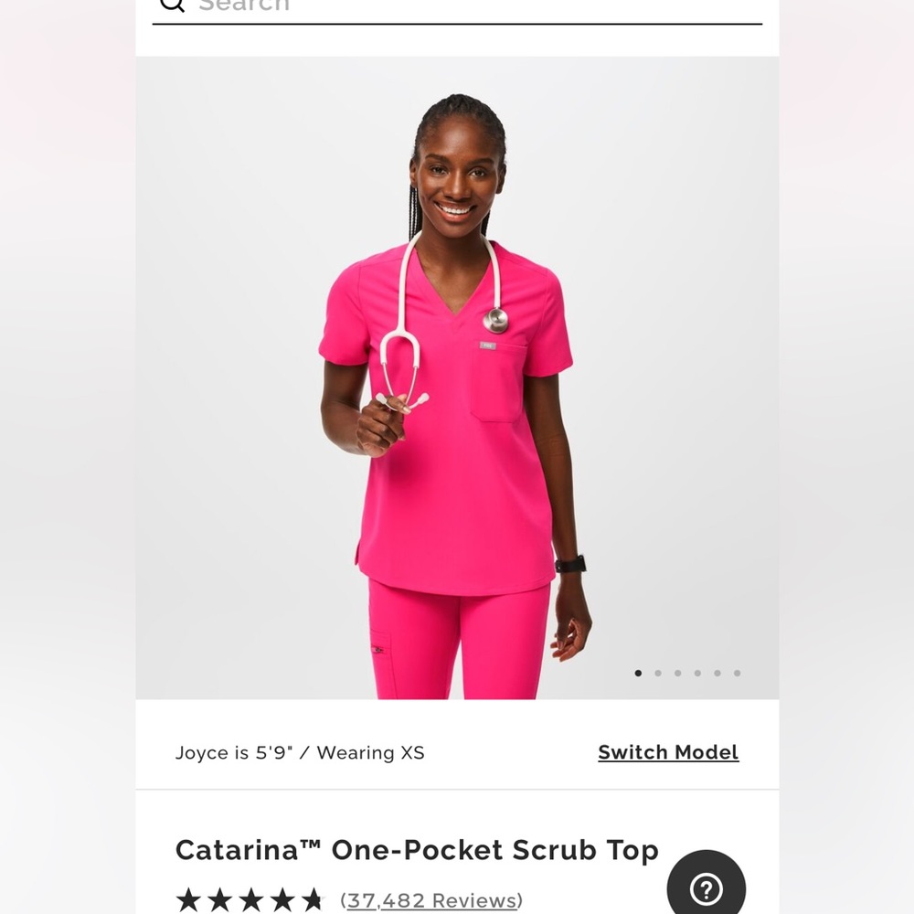 Figs Catarina™ One-Pocket Scrub Top - Shocking Pink